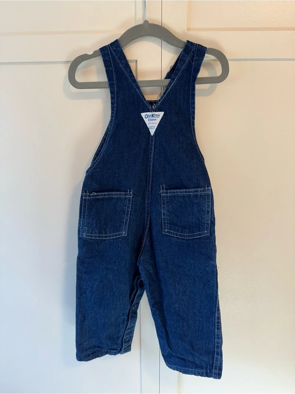 Vintage Osh Kosh B’Gosh 90s Paper Tag Baby Classic Dark Denim Overalls 18 months
